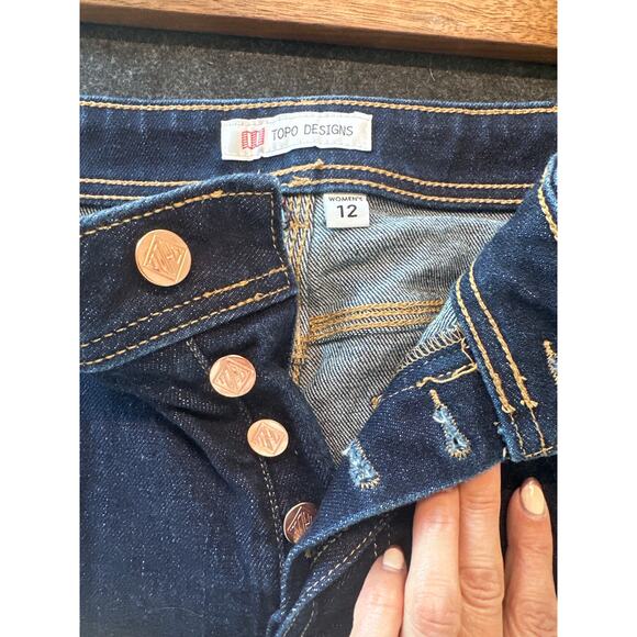 Topo Designs Women's Dark Wash Denim Straight Leg Jeans, Size 12, EUC - Picture 3 of 9